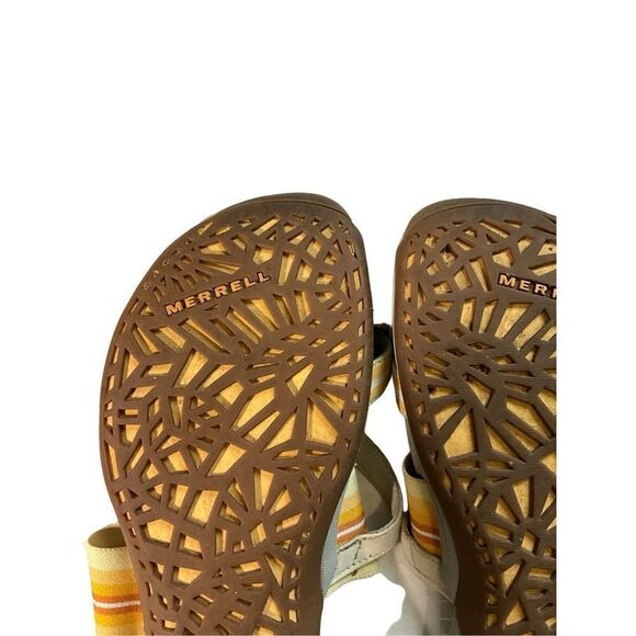 Merrell Yellow and Cream Slip On Sandal with Flip Flop Toe - Picture 4 of 11